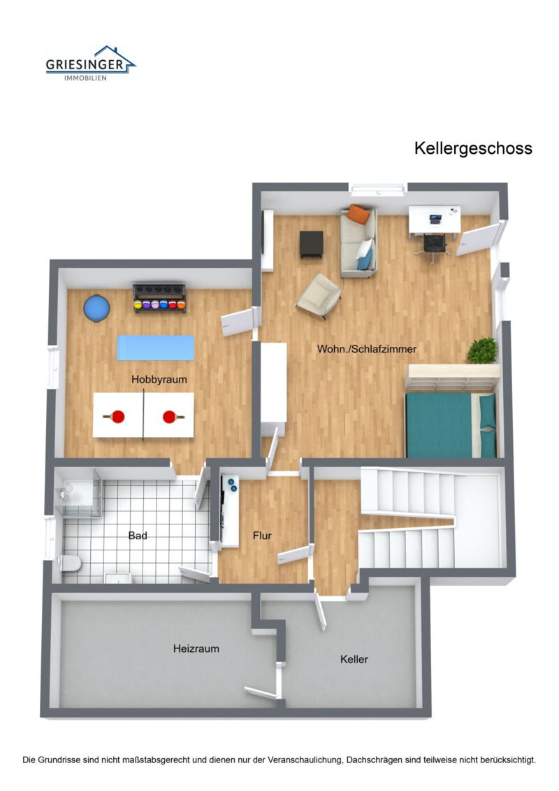 Kellergeschoss - 3D Grundriss