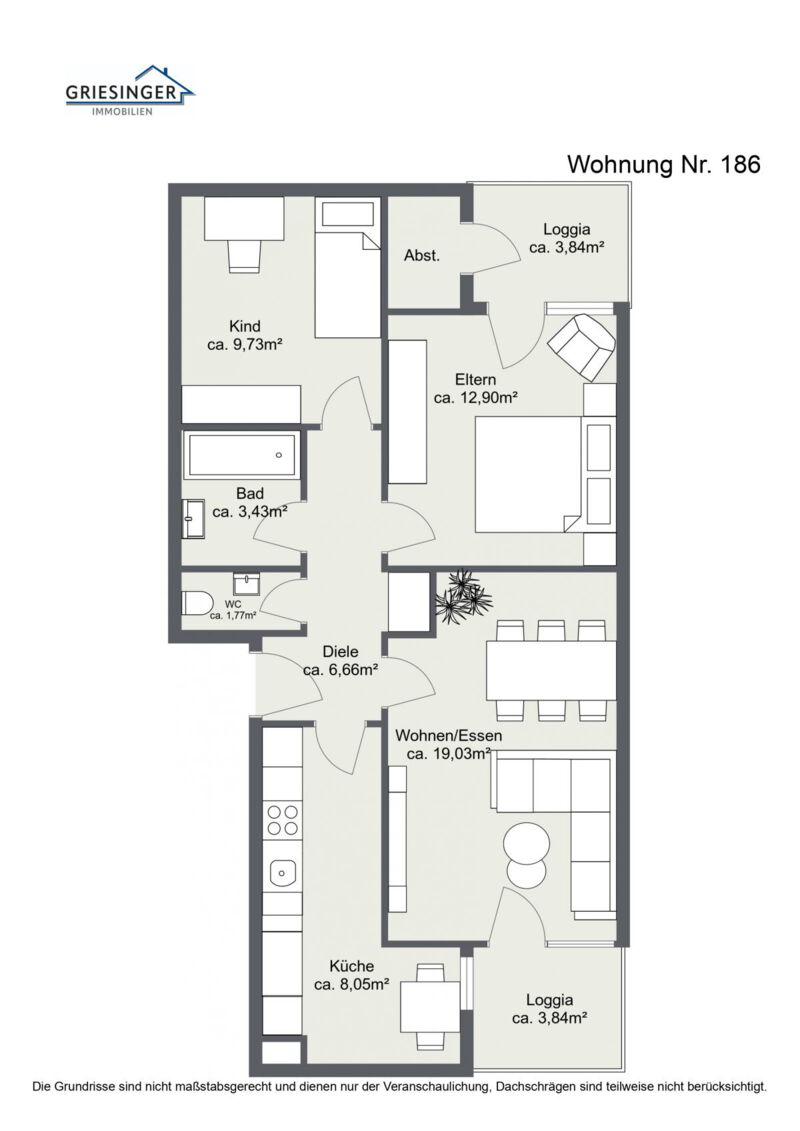 Wohnung Nr. 186 - 2D Grundriss