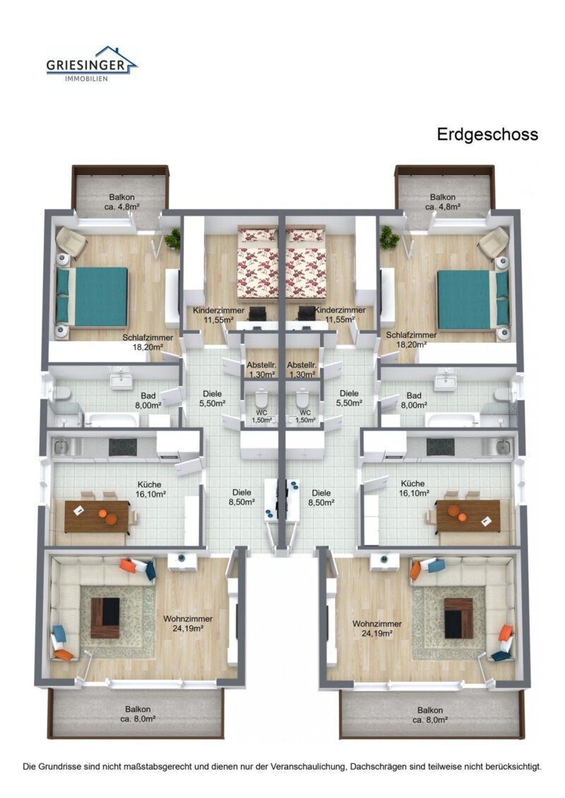 3D -Grundriss-Erdgeschoss