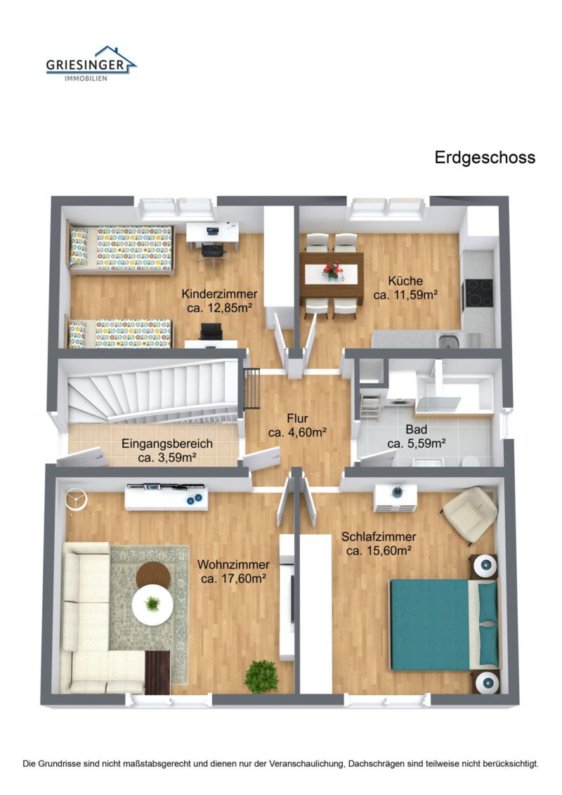 Erdgeschoss - 3D Grundriss