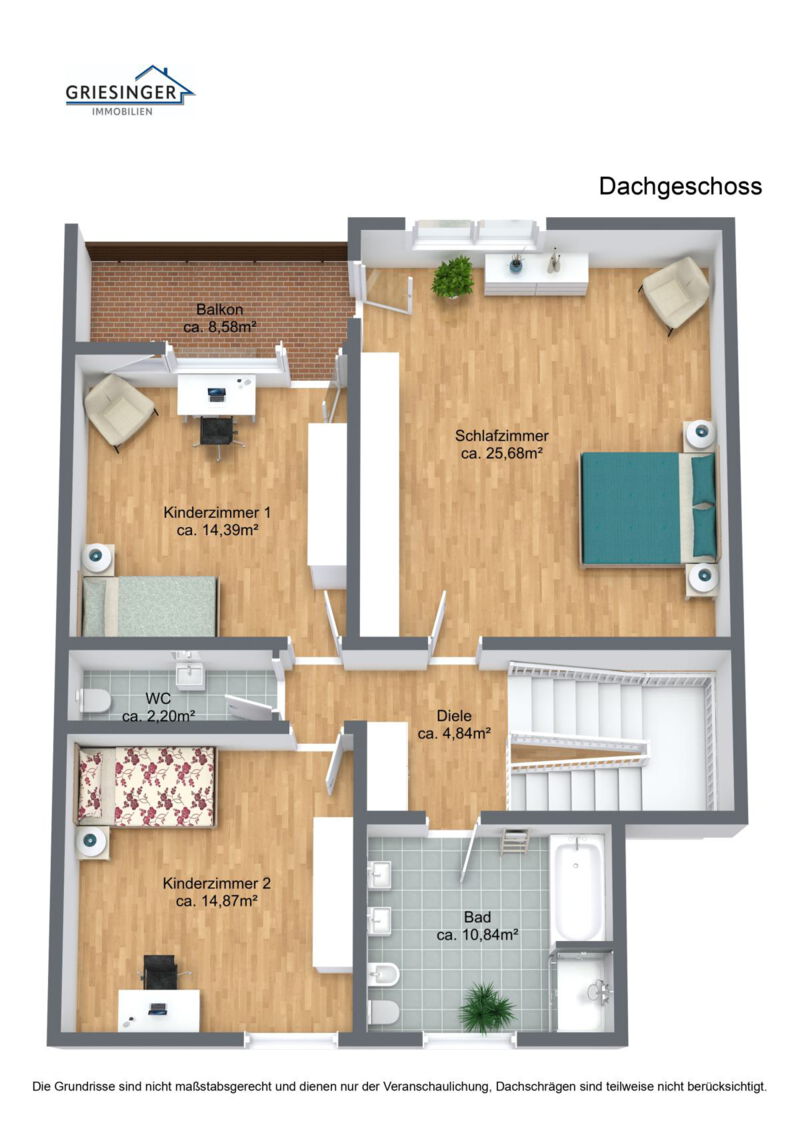 Dachgeschoss - 3D Grundriss