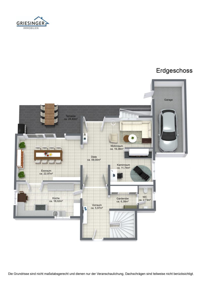 Erdgeschoss - 3D Grundriss