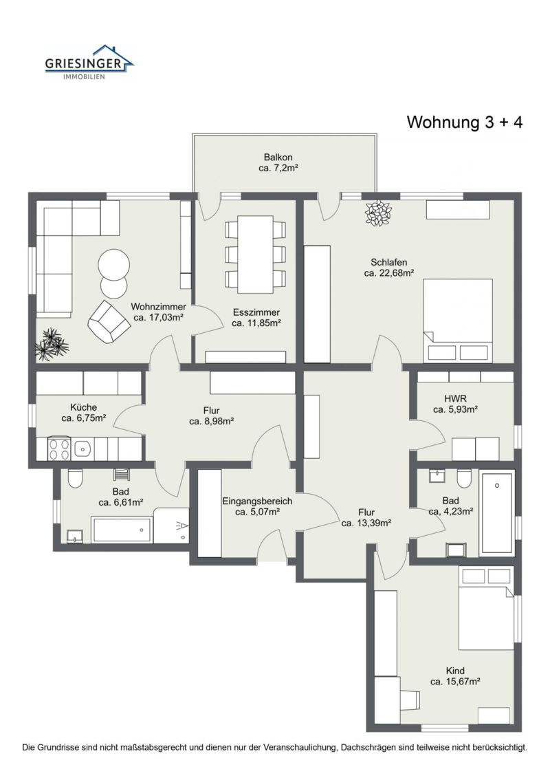 Wohnung 3 + 4 - 2D Grundriss