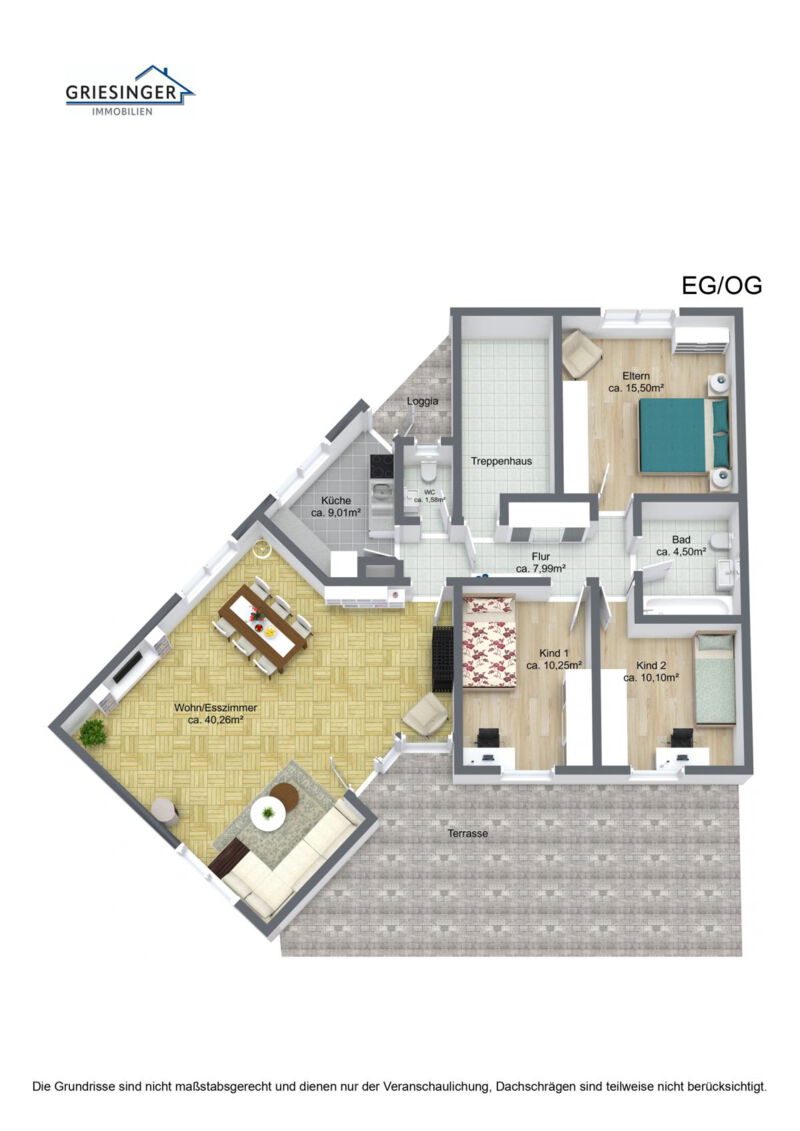EG-OG - 3D Grundriss