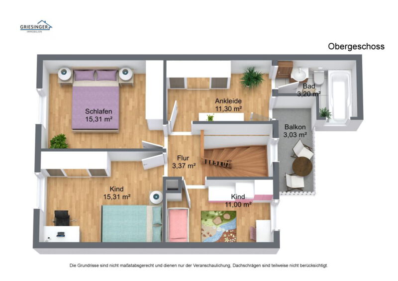 Obergeschoss - 3D Grundriss