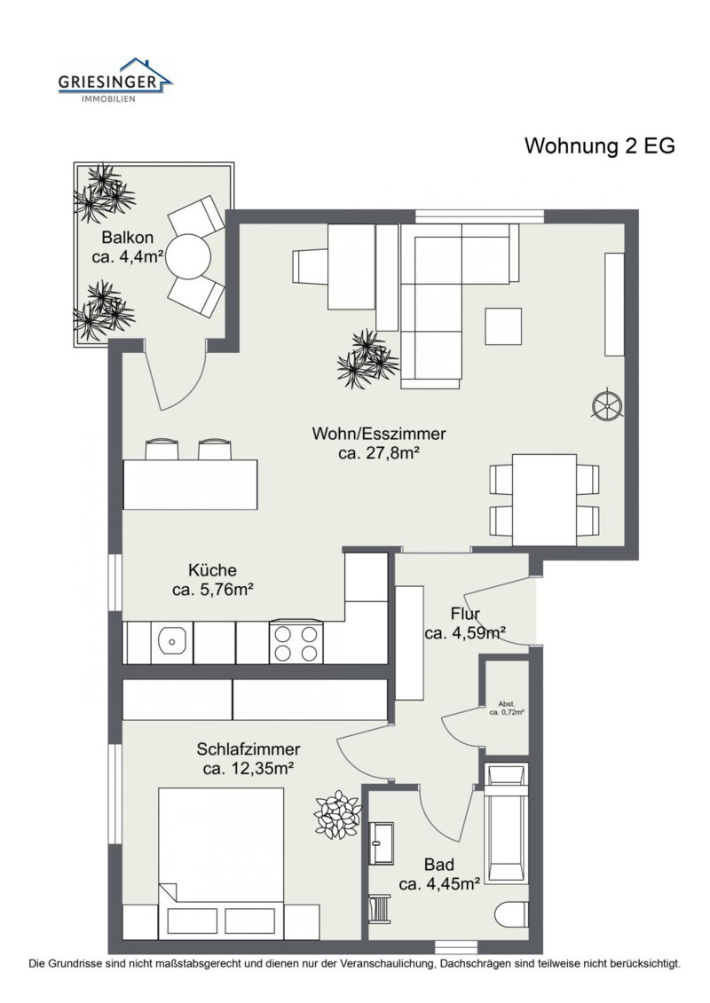 Wohnung 2 EG - 2D Grundriss