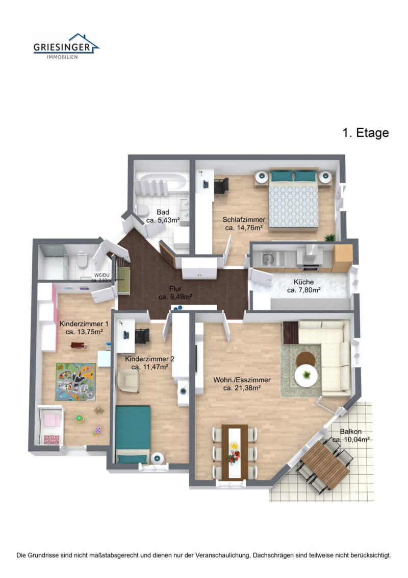 1. Etage - 3D Grundriss